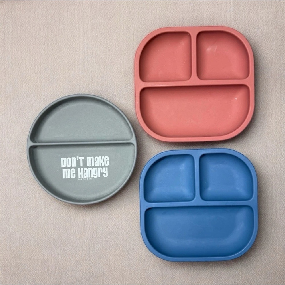 3 Food Safe Silicone Divided Baby/ Toddler Suction Plates